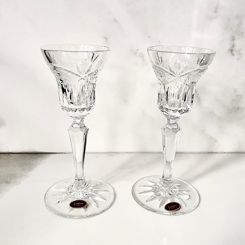 Gorham Victoria's Garden crystal candle holders Marked discontinued Set of 2 New